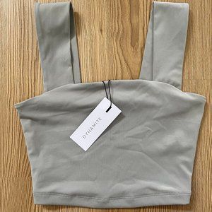 Dynamite Lota Sculpt Square Neck Tank Top in Frost Gray